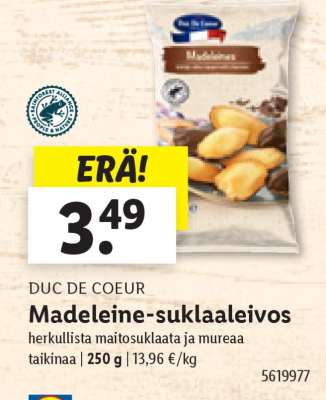 DUC DE COEUR Madeleine-suklaaleivos