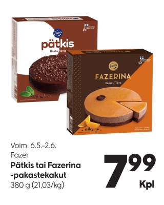 Pätkis tai Fazerina -pakastekakut