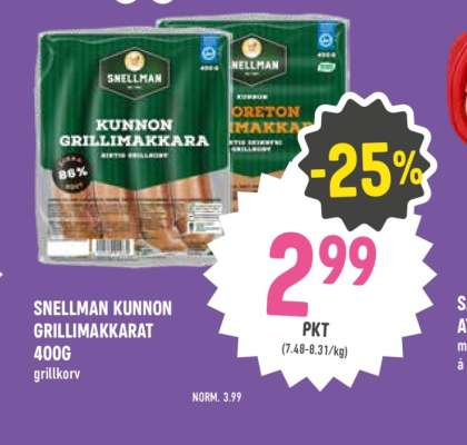 SNELLMAN KUNNON GRILLIMAKKARAT 400G