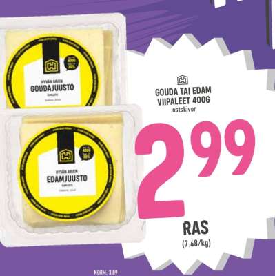 Gouda tai Edam viipaleet 400g