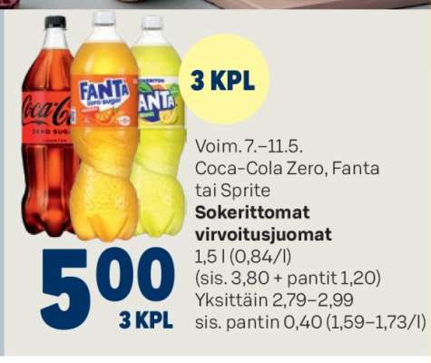 Sokerittomat virvoitusjuomat