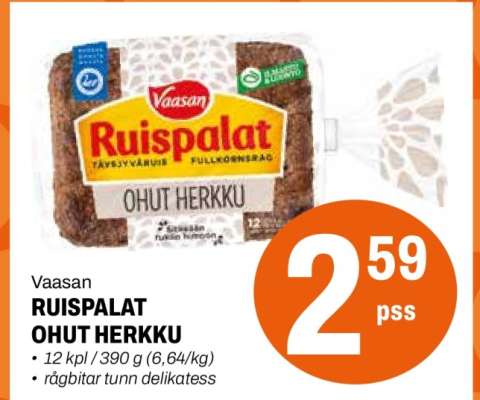 Vaasan RUISPALAT OHUT HERKKU