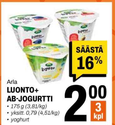 Arla LUONTO+ AB-JOGURTTI