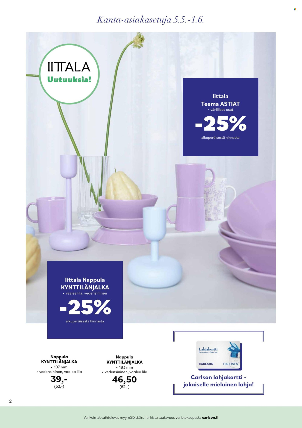 Carlson tarjoukset - 05.05.2025 - 01.06.2025. Sivu 1