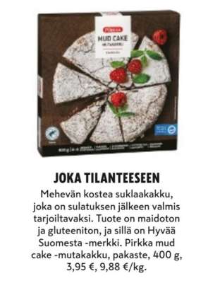 Pirkka mud cake -mutakakku, pakaste, 400 g