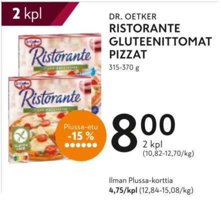 DR. OETKER RISTORANTE GLUTEENITTOMAT PIZZAT