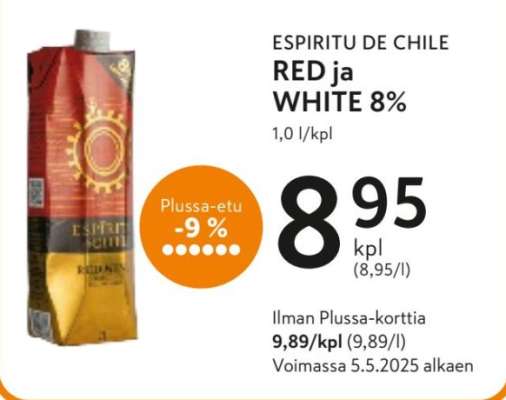 ESPIRITU DE CHILE RED ja WHITE 8%