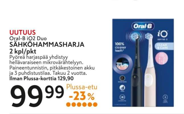 Oral-B iO2 Duo SÄHKÖHAMMASHARJA 2 kpl/pkt