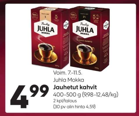 Juhla Mokka JAUHETUT KAHVIT