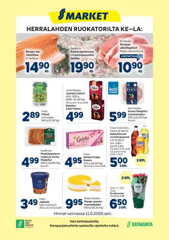S-market tarjoukset  - 07.05.2025 - 11.05.2025.