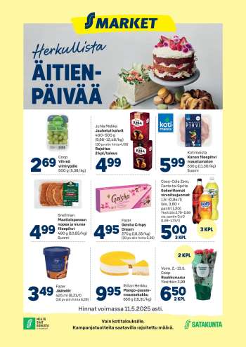 S-market tarjoukset  - 07.05.2025 - 11.05.2025.