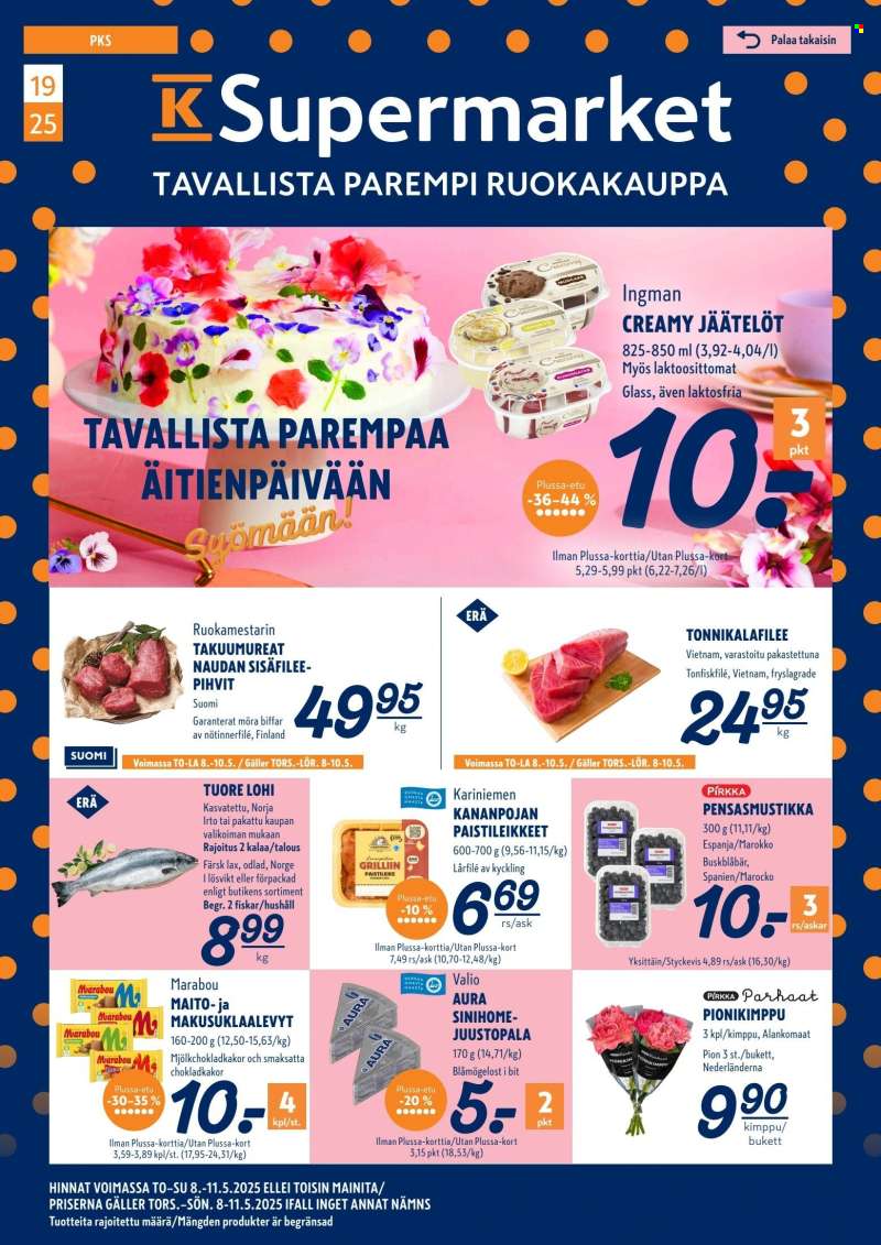 K-Supermarket tarjoukset  - 08.05.2025 - 11.05.2025.