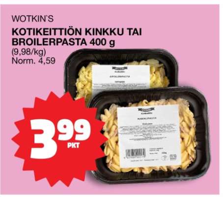 Wotkin's Kotikeittiön Kinkku tai Broilerpasta 400 g