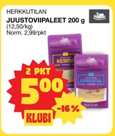 HERKKUTILAN JUUSTOVIIPALEET 200 g