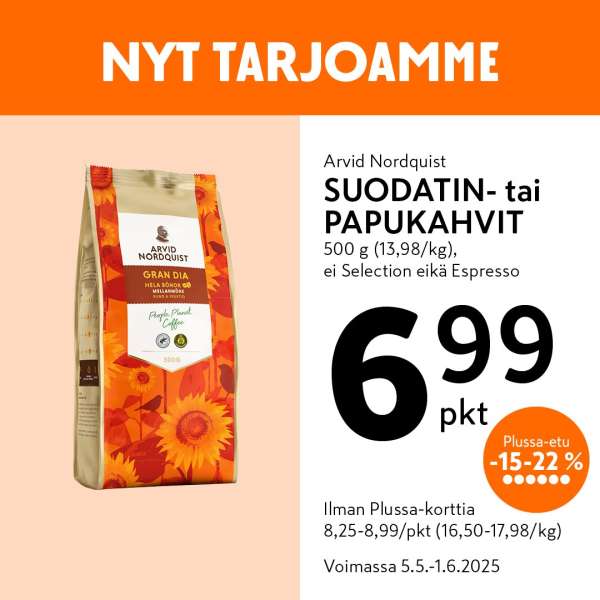 K-market tarjoukset  - 05.05.2025 - 01.06.2025.
