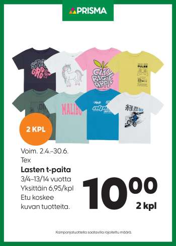 Prisma tarjoukset  - 02.04.2025 - 30.06.2025.
