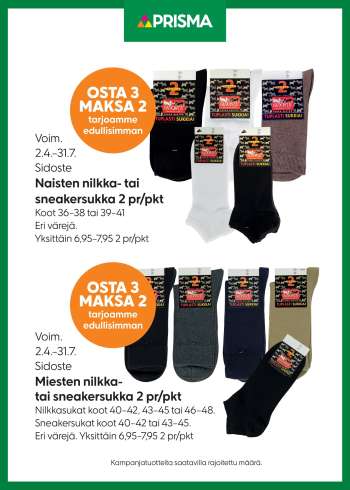 Prisma tarjoukset  - 02.04.2025 - 31.07.2025.