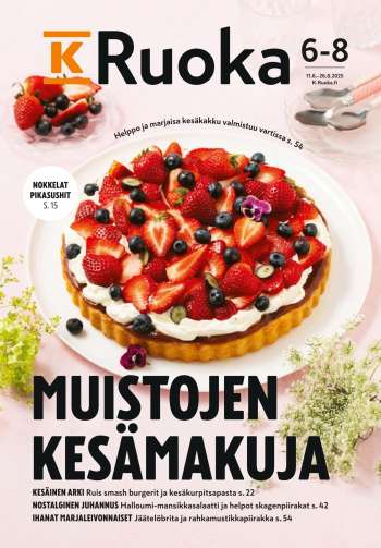 K-market tarjoukset  - 11.06.2025 - 26.08.2025.