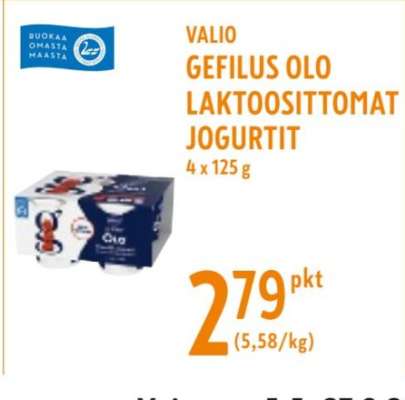 VALIO GEFILUS OLO LAKTOOSITTOMAT JOGURTIT