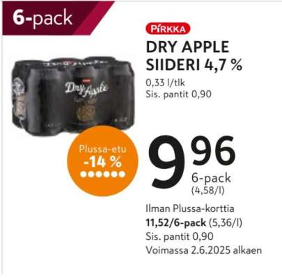 Pirkka Dry Apple Siideri 4,7 %