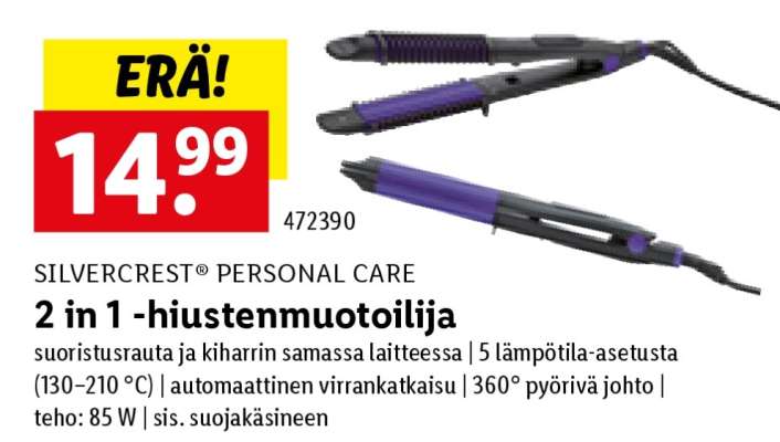SILVERCREST® PERSONAL CARE 2 in 1 -hiustenmuotoilija