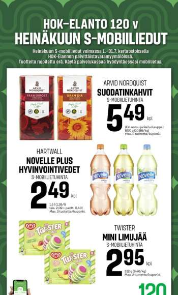 S-market tarjoukset  - 01.07.2025 - 31.07.2025.