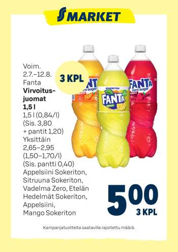 S-market tarjoukset  - 02.07.2025 - 12.08.2025.