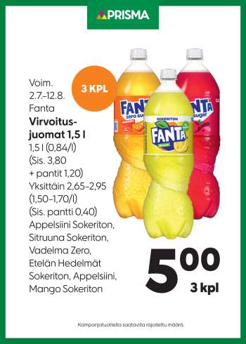 Prisma tarjoukset  - 02.07.2025 - 12.08.2025.