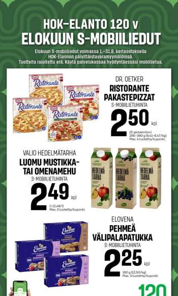 S-market tarjoukset  - 01.08.2025 - 31.08.2025.