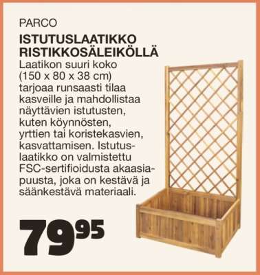 PARCO ISTUTUSLAATIKKO RISTIKKOSÄLEIKÖLLÄ