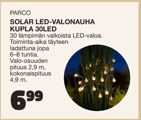 PARCO SOLAR LED-VALONAUHA KUPLA 30LED