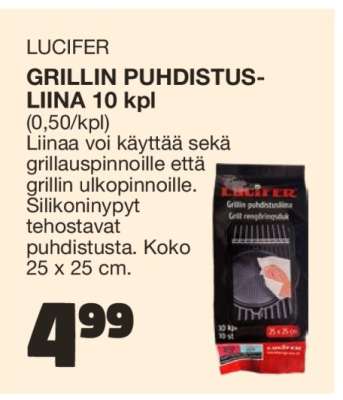LUCIFER GRILLIN PUHDISTUSLIINA 10 kpl