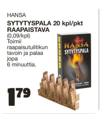 HANSA SYTYTYSPALA 20 kpl/pkt