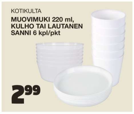 Kotikulta Muovimuki 220 ml, Kulho tai Lautanen Sanni