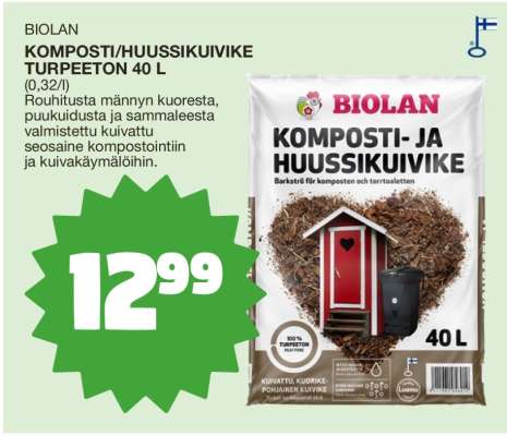 BIOLAN KOMPOSTI/HUUSSIKUIVIKE TURPEETON 40 L