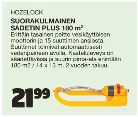 HOZELOCK SUORAKULMAINEN SADETIN PLUS 180 m²