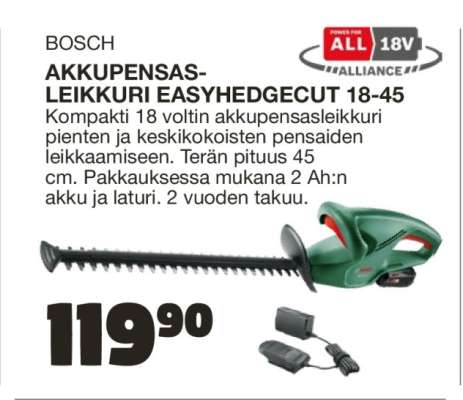 BOSCH AKKUPENSASLEIKKURI EASYHEDGECUT 18-45