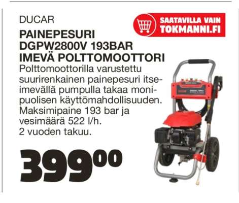 DUCAR PAINEPESURI DGPW2800V 193BAR IMEVÄ POLTTOMOOTTORI