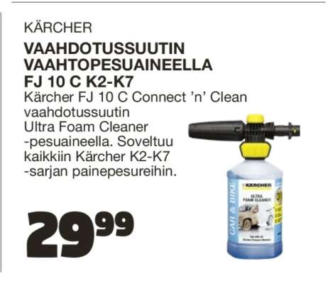 KÄRCHER VAAHDOTUSSUUTIN VAAHTOPESUAINEELLA FJ 10 C K2-K7