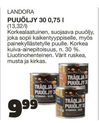 LANDORA PUUÖLJY 30 0,75 l