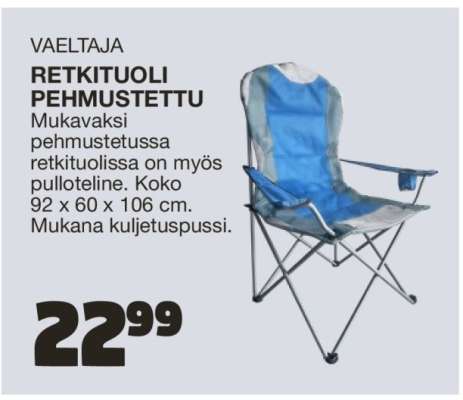 VAELTAJA RETKITUOLI PEHMUSTETTU