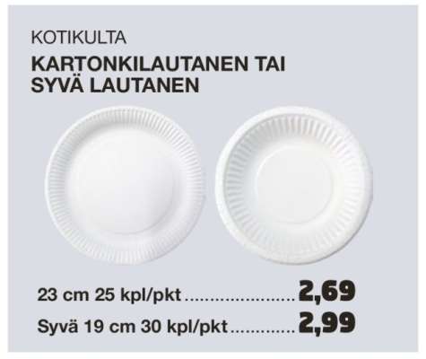 KOTIKULTA KARTONKILAUTANEN TAI SYVÄ LAUTANEN