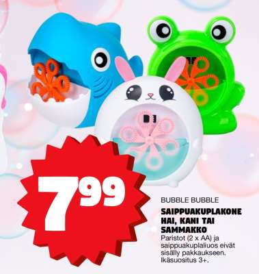 BUBBLE BUBBLE SAIPPUAKUPLAKONE HAI, KANI TAI SAMMAKKO