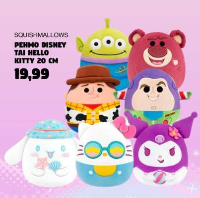 Squishmallows Pehmo Disney tai Hello Kitty 20 cm