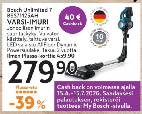 Bosch Unlimited 7 BSS71125AH VARSI-IMURI