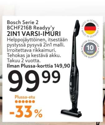 Bosch Serie 2 BCHF216B Ready’y 2IN1 VARSI-IMURI