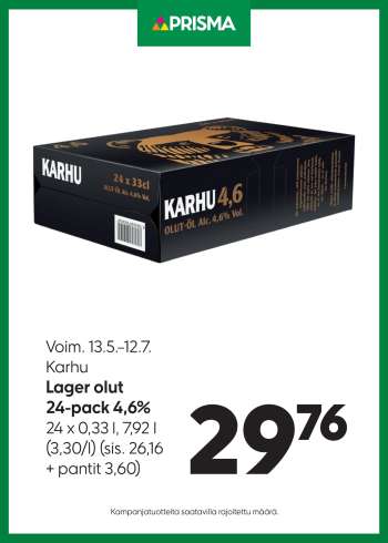 Prisma tarjoukset  - 13.05.2026 - 12.07.2026.