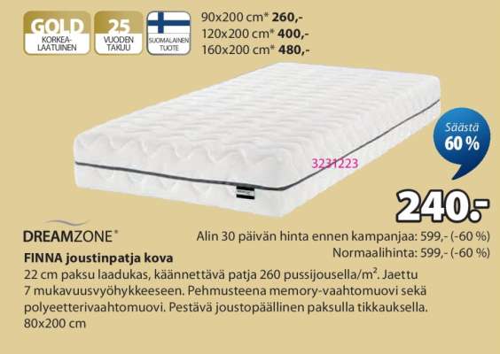 DREAMZONE FINNA joustinpatja kova