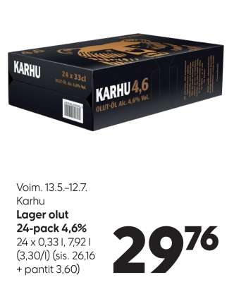 Karhu Lager olut 24-pack 4,6%