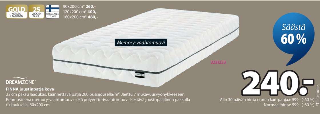 DREAMZONE® FINNA joustinpatja kova